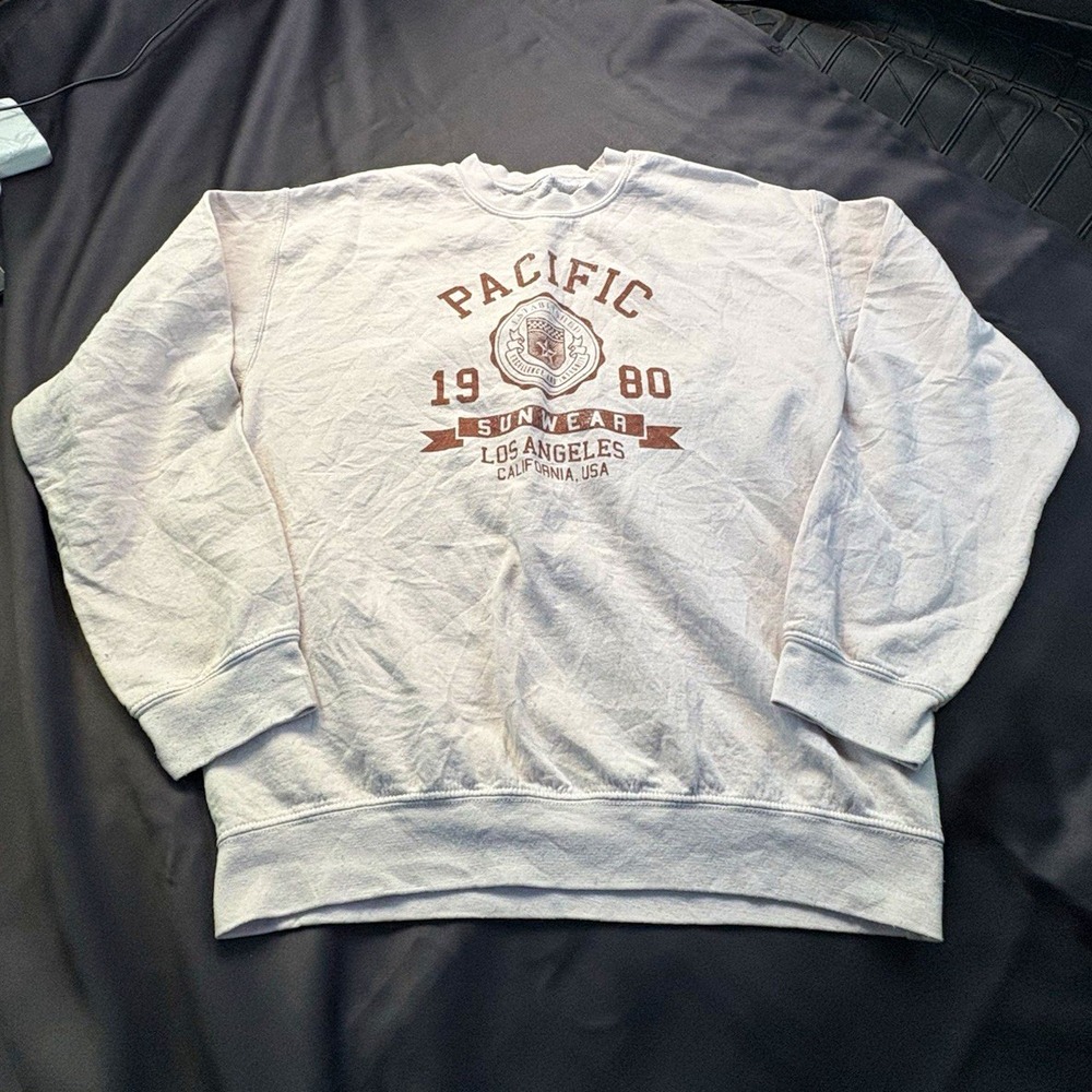 P.S./LA Gray Los Angeles Graphic Logo Crewneck Fleece Pullover Sweatshirt Men S.